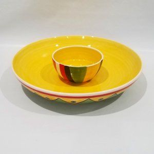 Pirini - Fiesta Chip and Dip Set - Yellow and Green Stoneware